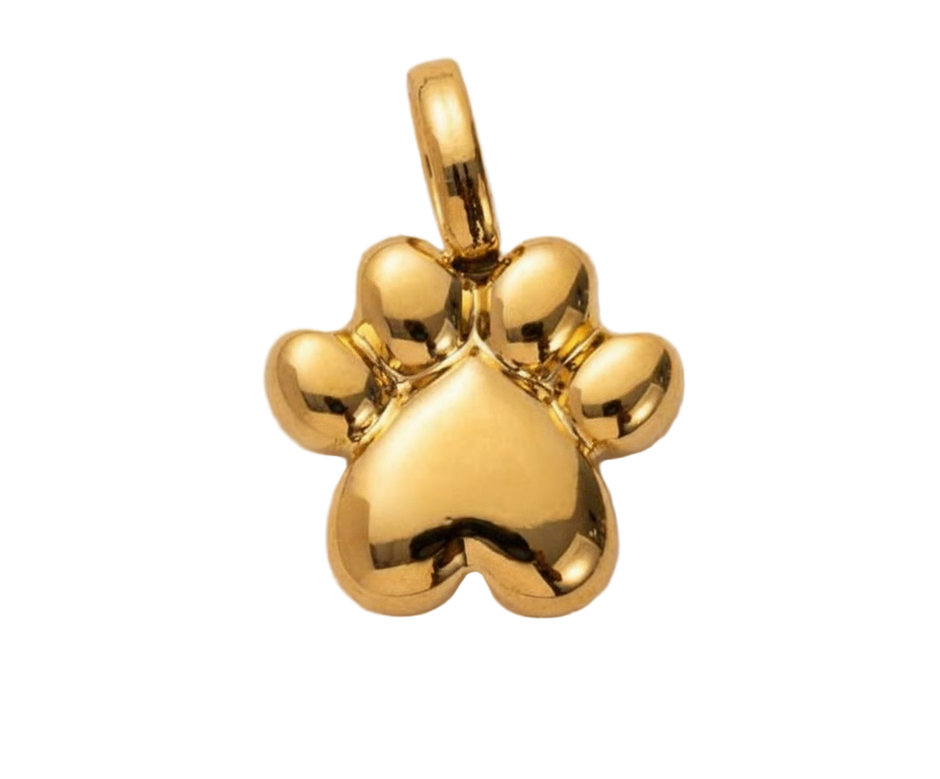 Golden Dog Paws Print Charm