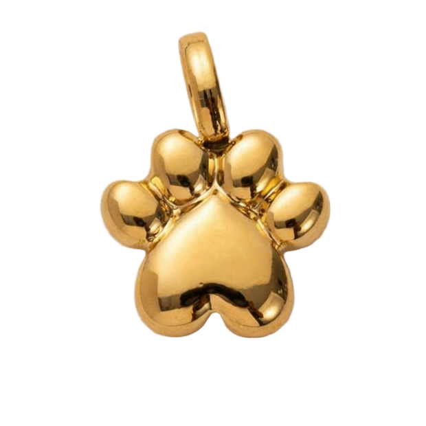 Golden Dog Paws Print Charm