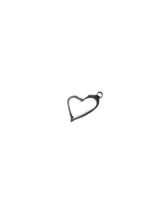 Slanted Heart Charm (Silver)