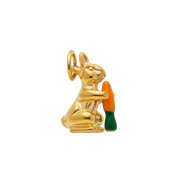 Easter Bunny Holding a Carrot Charm (Gold)
