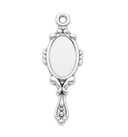 Vintage Inspired Handheld Mirror Charm (Silver)