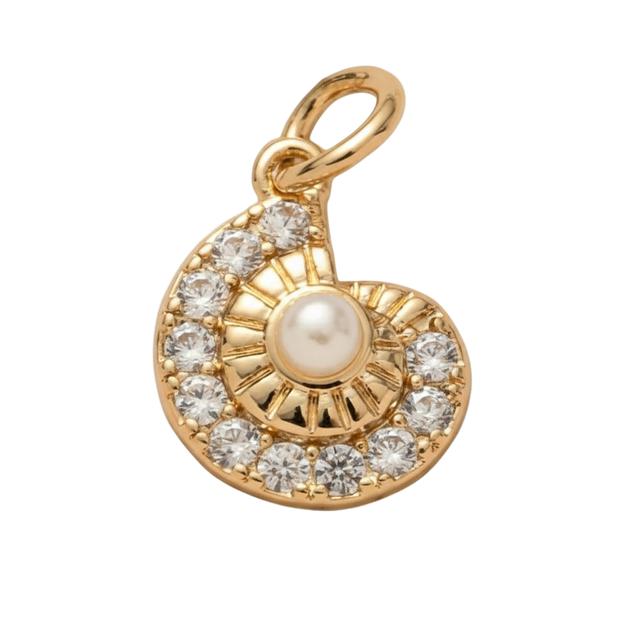 Conch with Pearl and Diamonds Charm