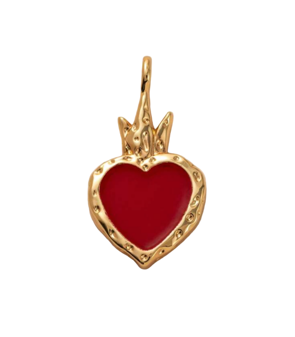 Red Heart with Gold Accent Charm