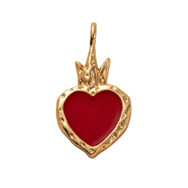 Red Heart with Gold Accent Charm