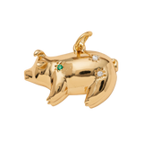 Golden Pig With Diamonds Charm