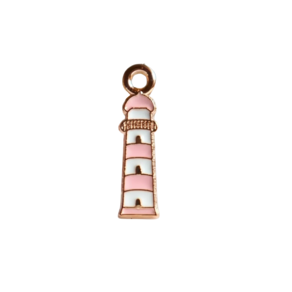 Pink and White Lighthouse Charm