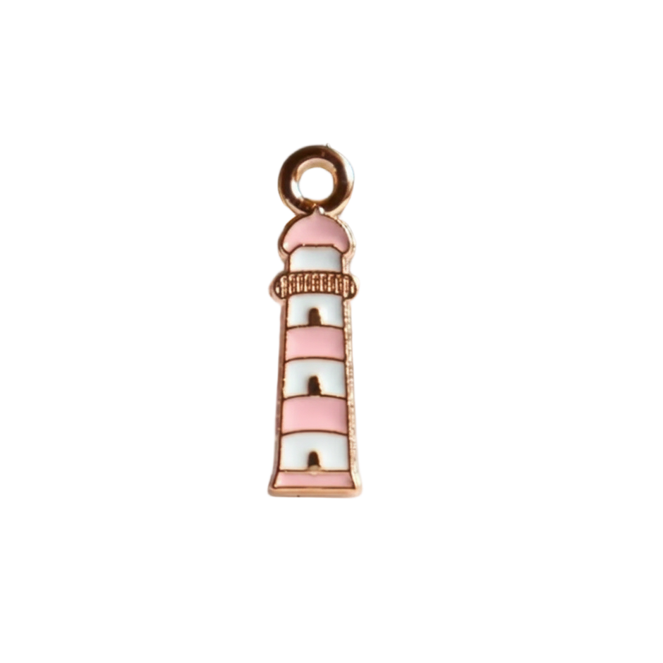 Pink and White Lighthouse Charm