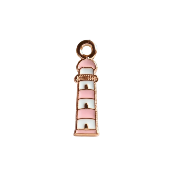Pink and White Lighthouse Charm
