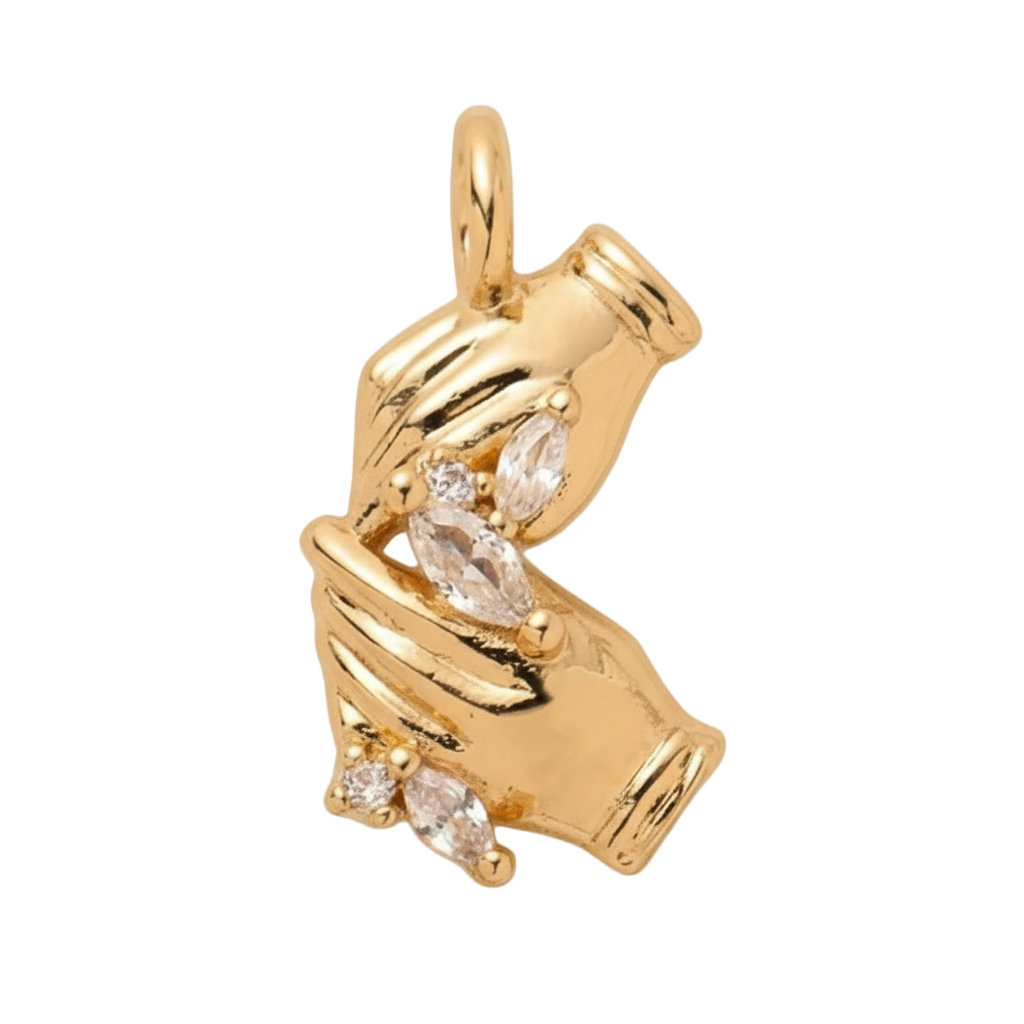 Gold Hands with Diamonds Charm