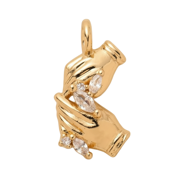 Gold Hands with Diamonds Charm