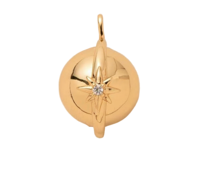 Golden Globe With Eight Pointed Star Charm