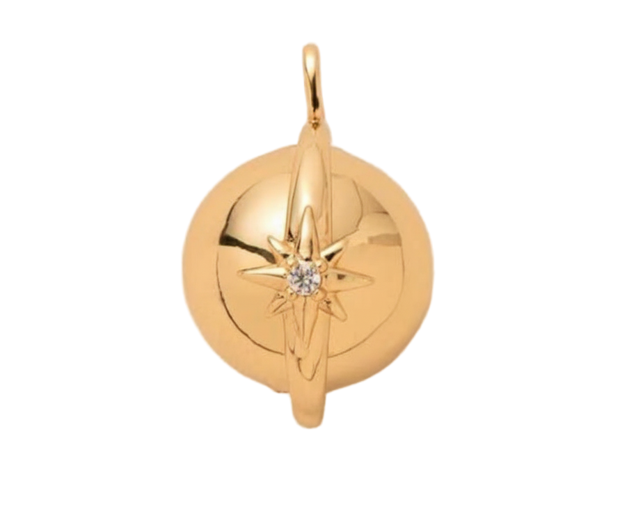 Golden Globe With Eight Pointed Star Charm