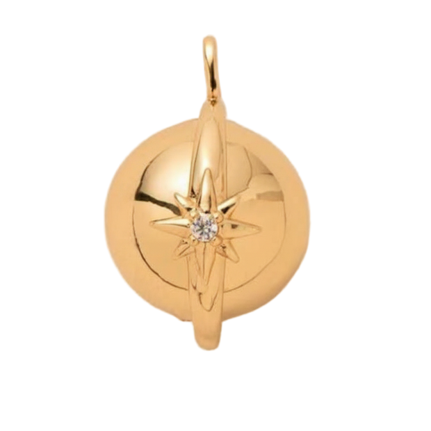 Golden Globe With Eight Pointed Star Charm