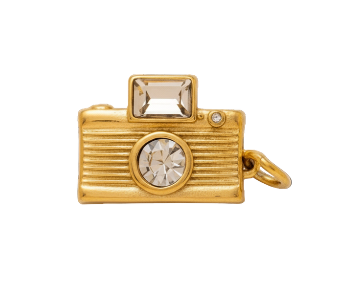 Golden Camera With Diamonds Charm