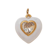 White Heart with Diamond Centre Charm