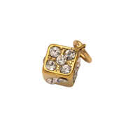 Small Gold Dice with Diamonds Charm