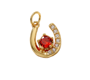 Red Horseshoe Diamonds Charm