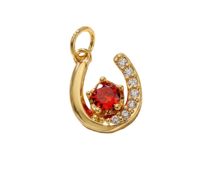 Red Horseshoe Diamonds Charm