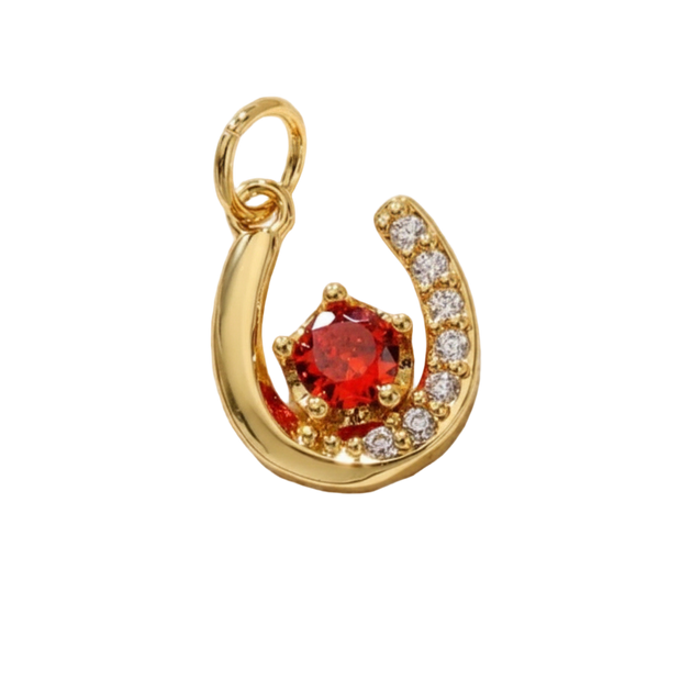 Red Horseshoe Diamonds Charm