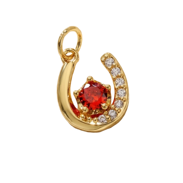 Red Horseshoe Diamonds Charm