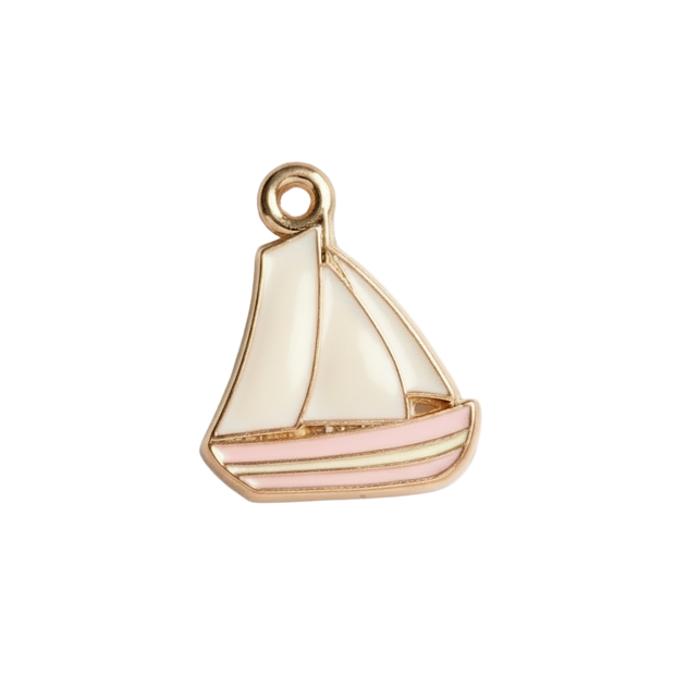 Pink and White Sailboat Charm