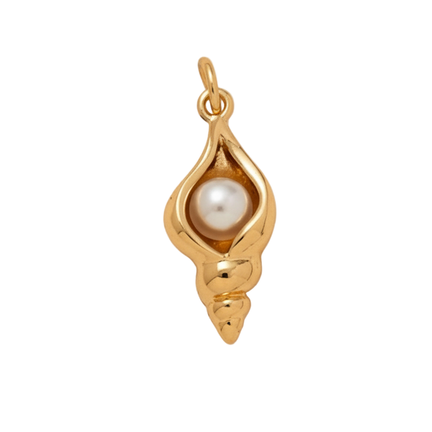 Conch With Pearl Charm (Gold)