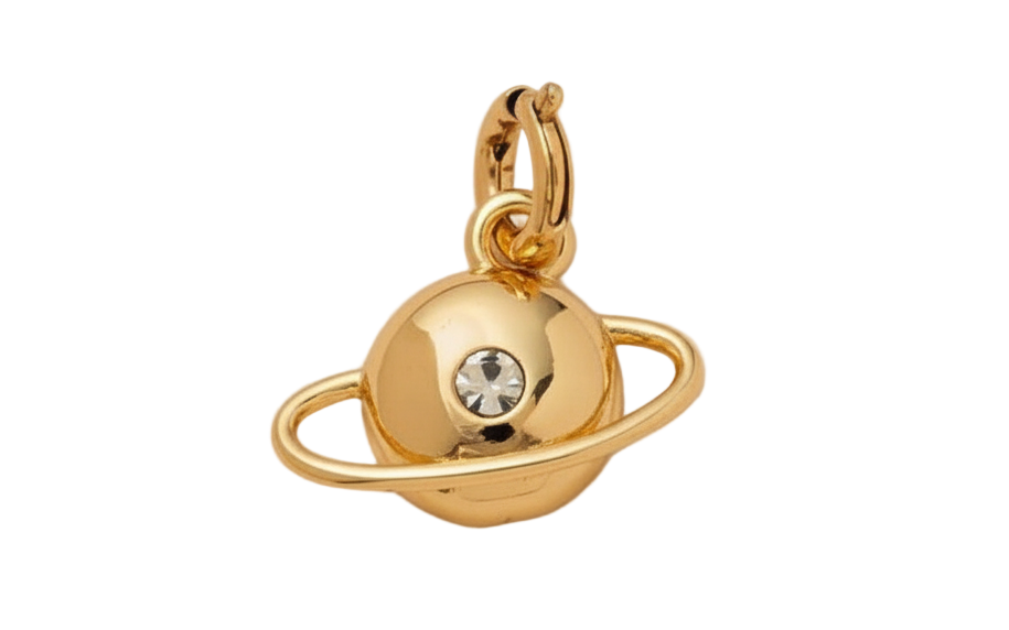 Gold Saturn with Diamond Charm