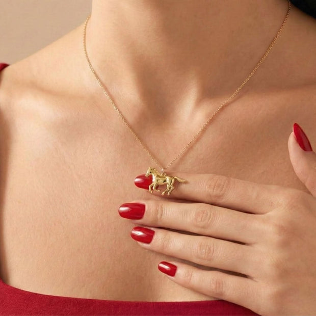 Lunar New Year Horse Necklace (Gold)
