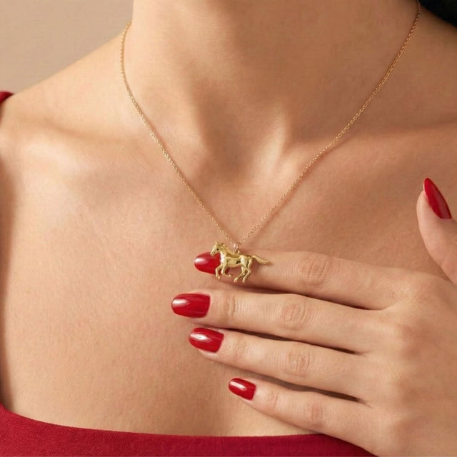 Lunar New Year Horse Necklace (Gold)