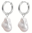 Mother of Pearl Hoop Earrings (Silver)
