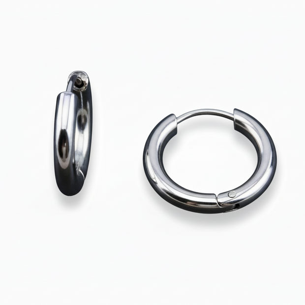 Minimalist Titanium Hoop Earrings (Silver)