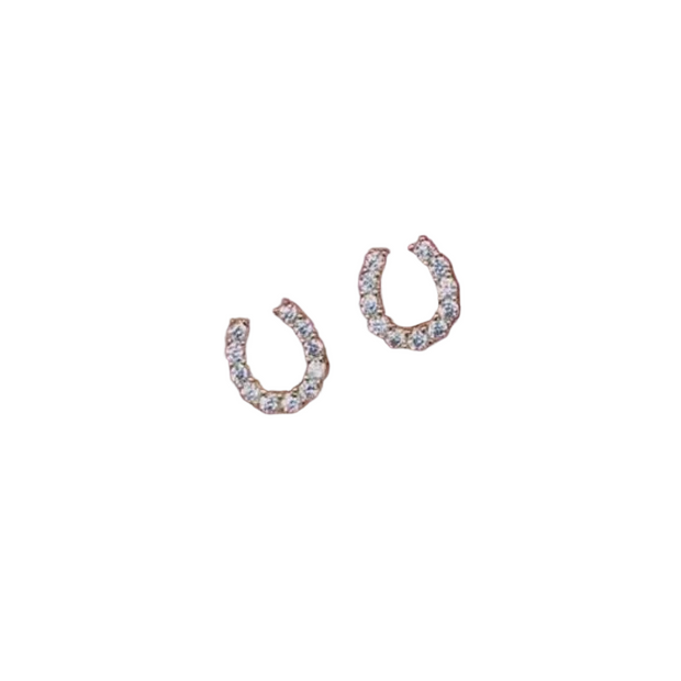 Horseshoe Studded Earrings With Diamonds