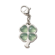 Green Lucky Flour-leaf Clover Charm (Silver)