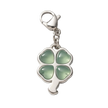 Green Lucky Flour-leaf Clover Charm (Silver)