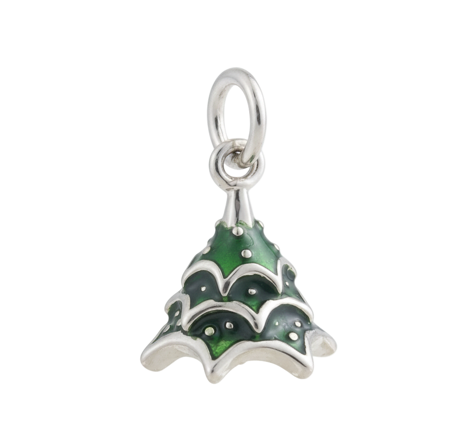 Silver and Green Christmas Tree Charm