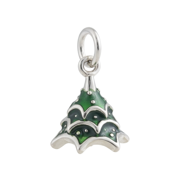 Silver and Green Christmas Tree Charm