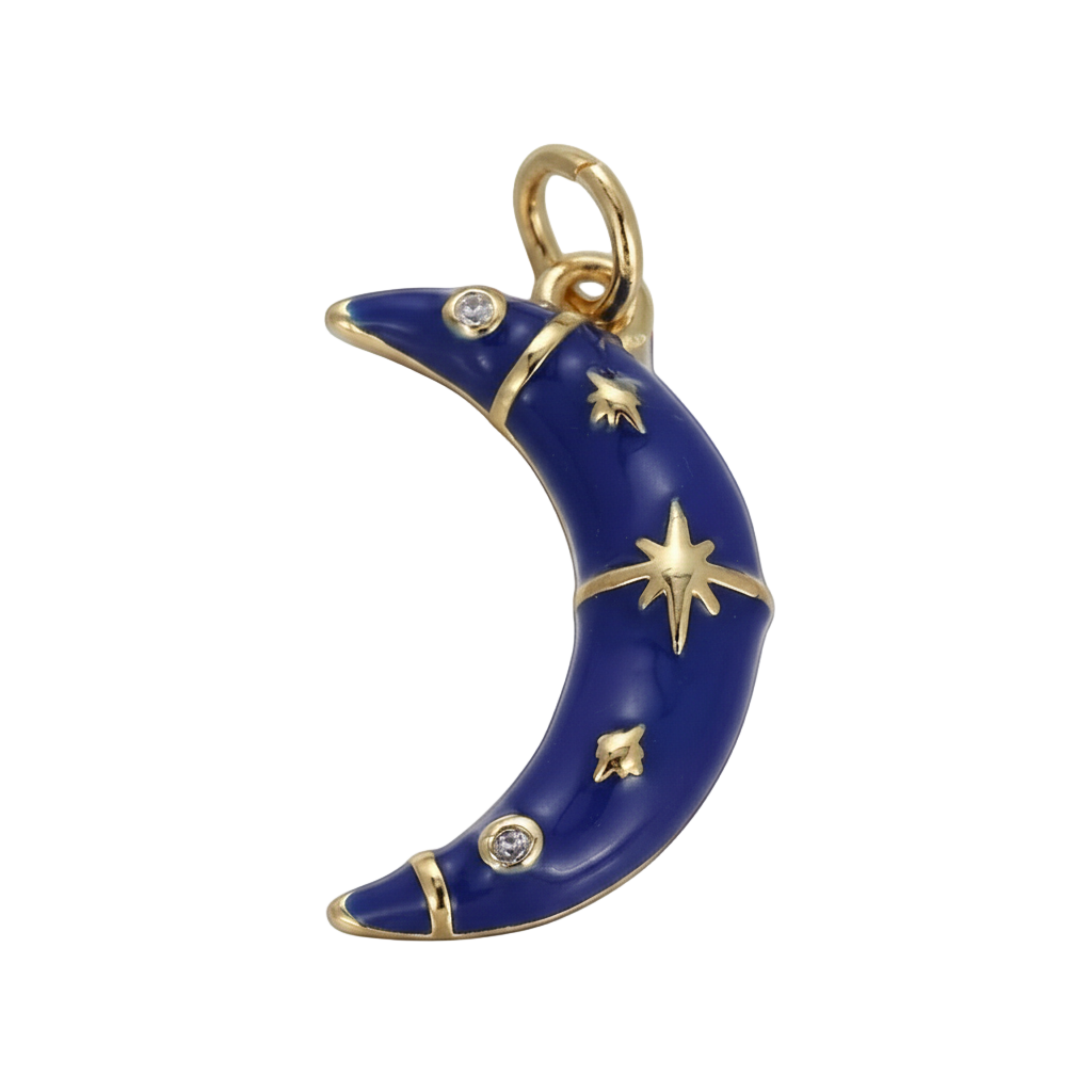 Navy Midnight Moon Charm