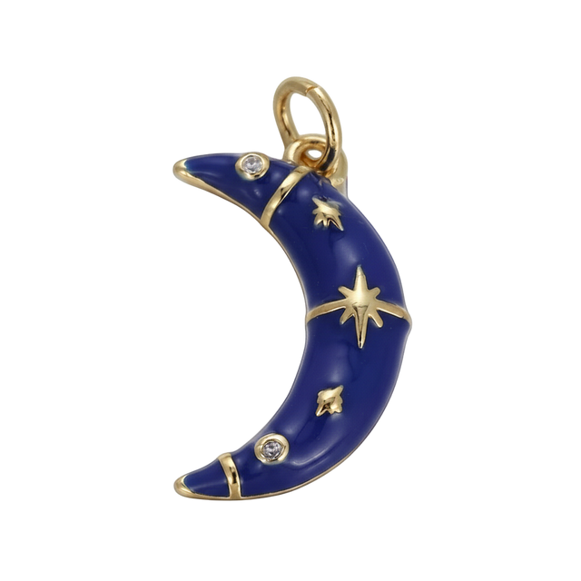 Navy Midnight Moon Charm