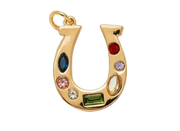 Golden Horseshoe With Colourful Gems Charm