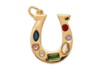 Golden Horseshoe With Colourful Gems Charm