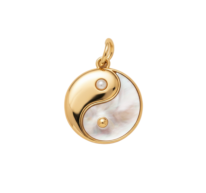 Ying and Yang Pearl Gold Charm