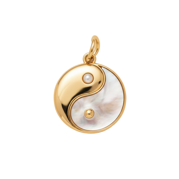 Ying and Yang Pearl Gold Charm