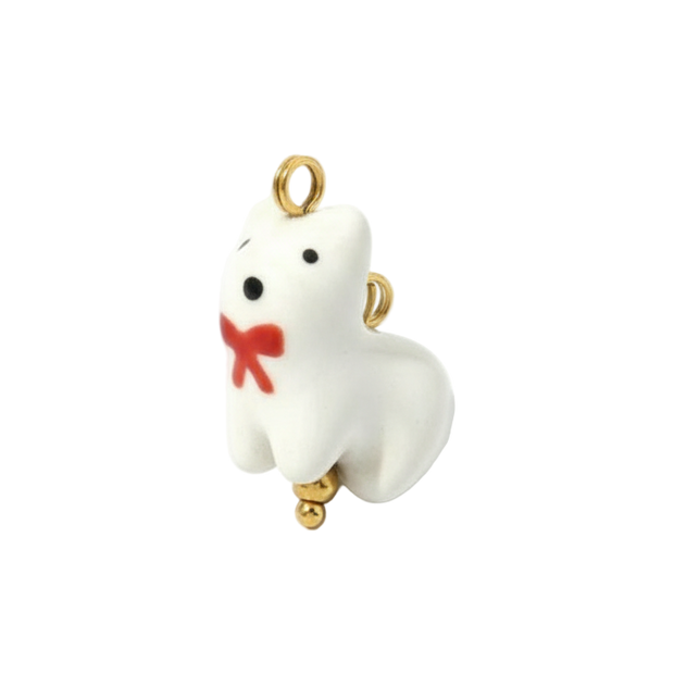 Cute Ceramic Christmas Dog Charm