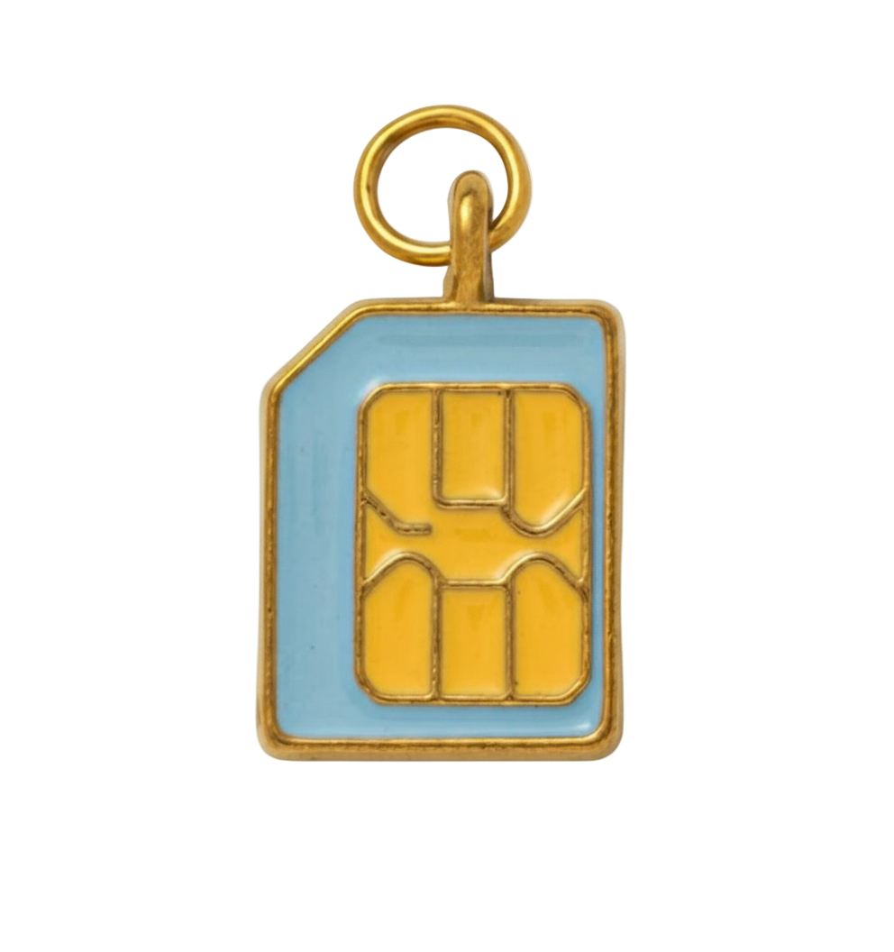 Blue Sim Card Charm