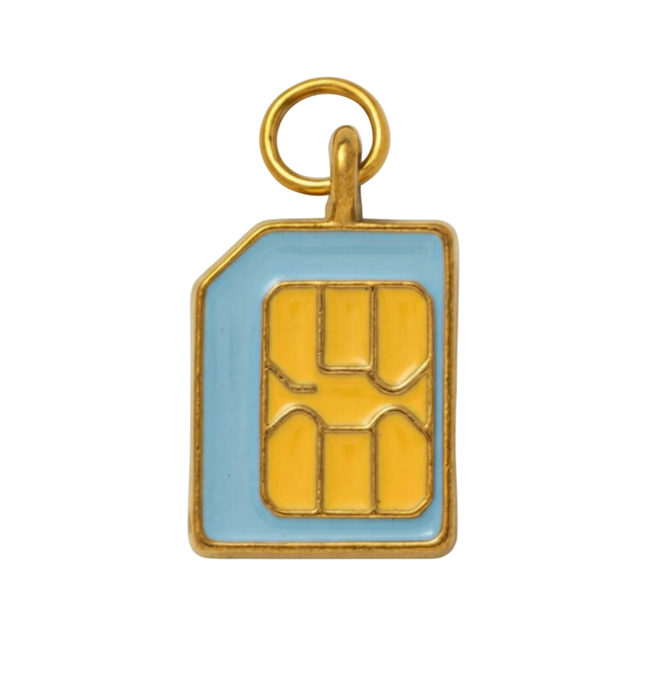 Blue Sim Card Charm