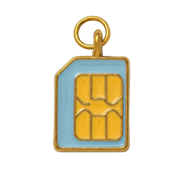 Blue Sim Card Charm
