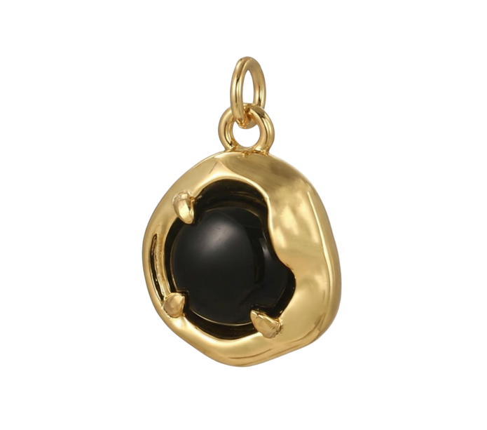 Black Pearl with Gold Claws Accent Charm