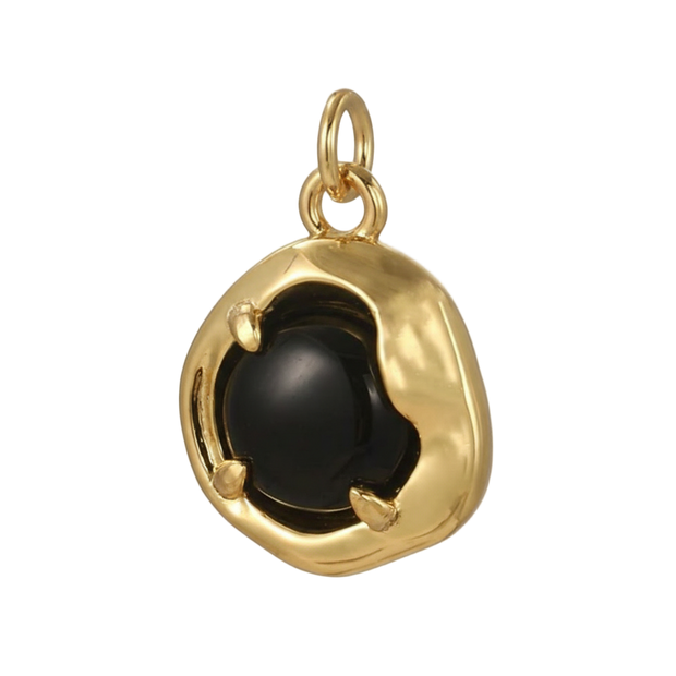 Black Pearl with Gold Claws Accent Charm