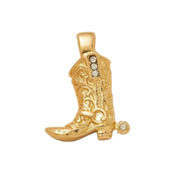 Cowboy Riding Boots with Diamond Accents Charm (Gold)