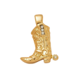Cowboy Riding Boots with Diamond Accents Charm (Gold)